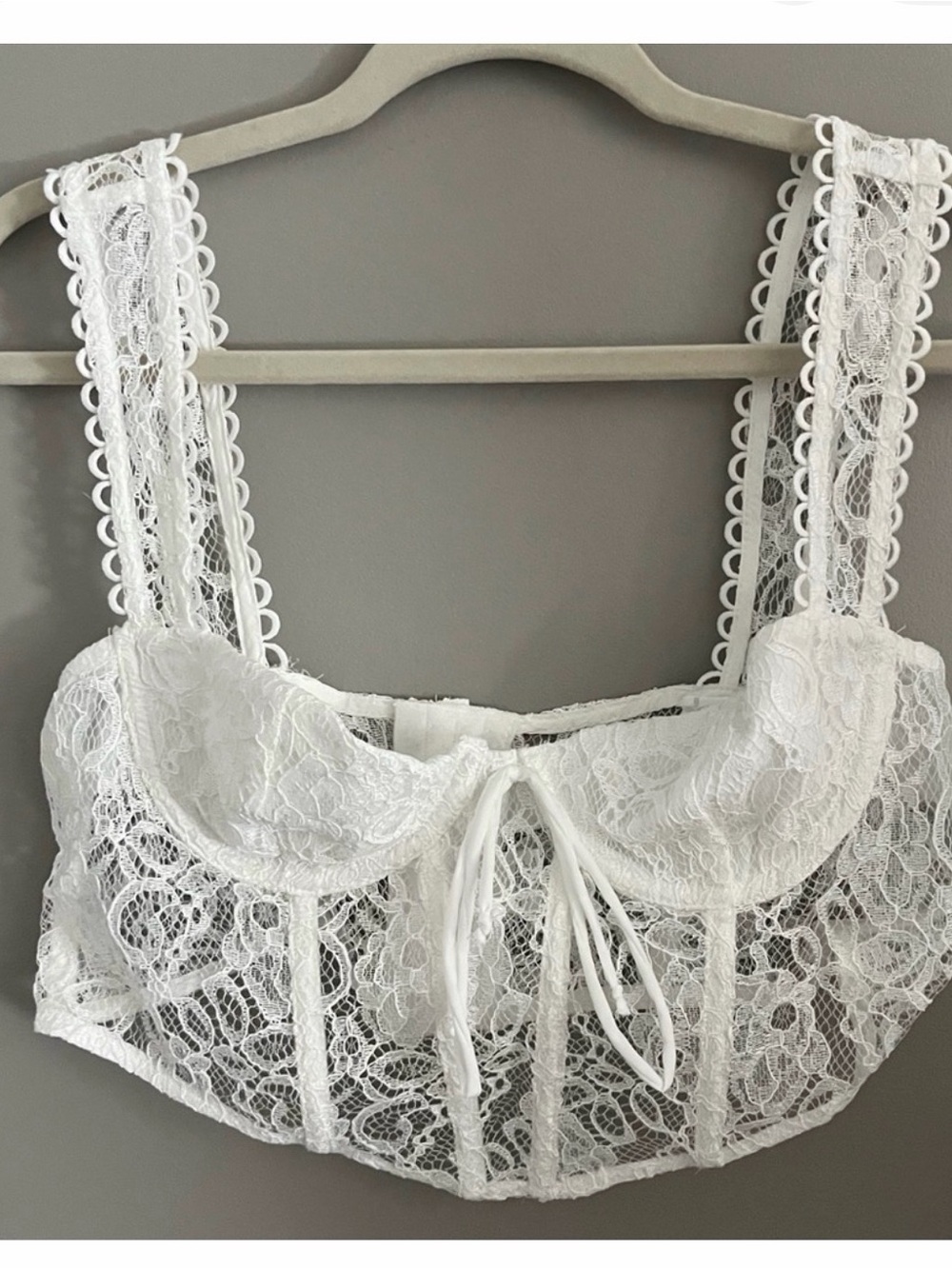Altar'd State White Lace Bustier Bralette Size M